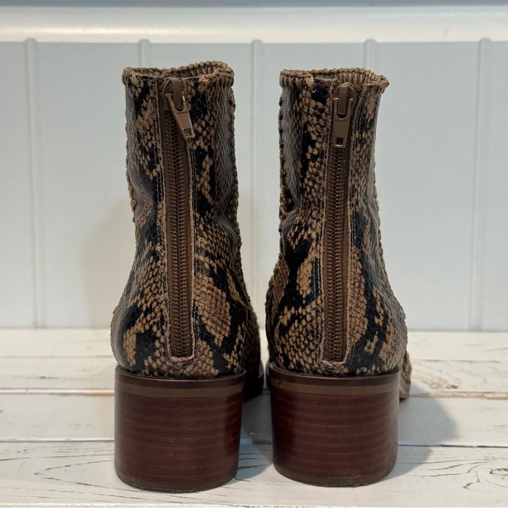 Unique and Stylish Brown Snake Print Ankle Boots - Picture 2 of 10